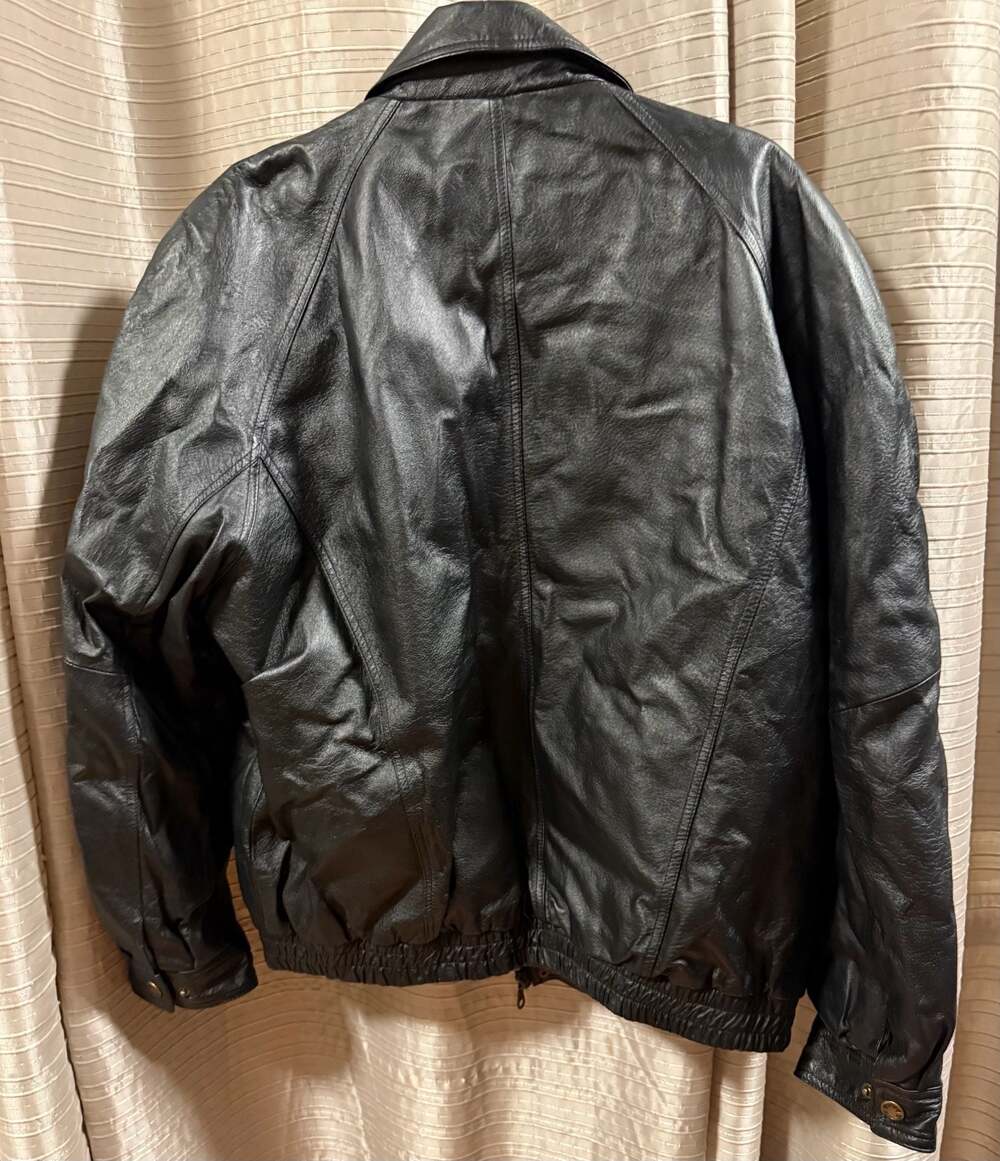 Vintage Cougar Leather Men's Black Quilted Lining Bomber Jacket XL - Picture 2 of 3